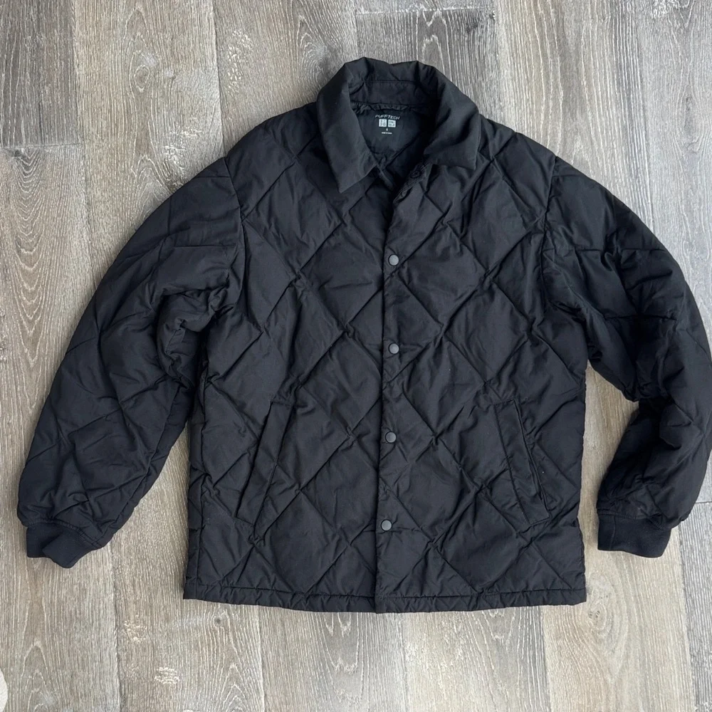 Uniqlo Puff-Tech Black Diamond-Pattern Puffer Jacket